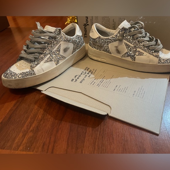 Golden Goose Stardan glitter low-top sneakers NWB size 8 - Picture 5 of 13